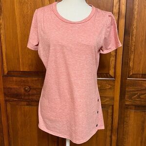 FeiTong Heathered Peach Shortsleeved Scoop Neck Maternity & Nursing Tee Medium